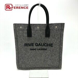 SAINT LAURENT PARIS Shoulder Bag Handbag RIVE GAUCHE Tote Felt Leather Gray